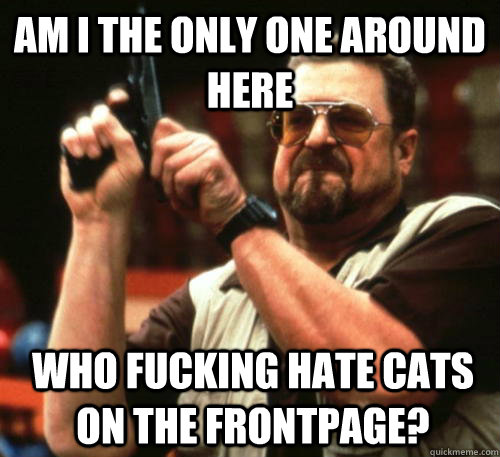Am i the only one around here Who fucking hate cats on the frontpage?  Am I The Only One Around Here