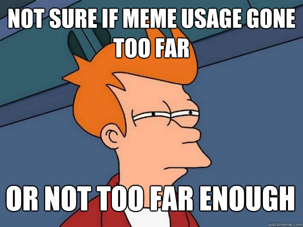 Not sure if meme usage gone too far or not too far enough  Futurama Fry