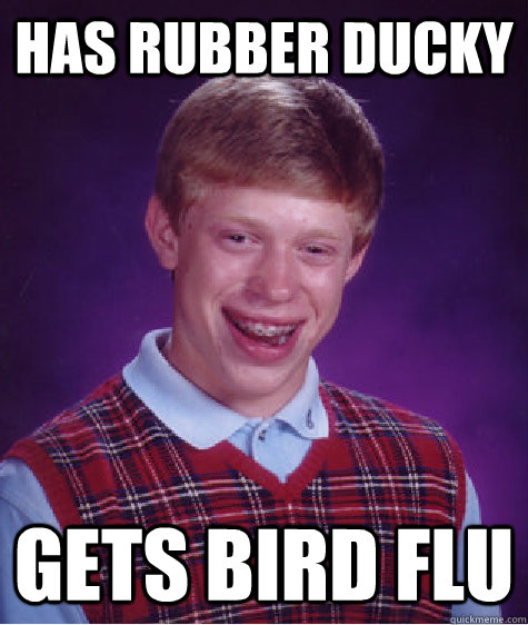 has rubber ducky gets bird flu  Bad Luck Brian