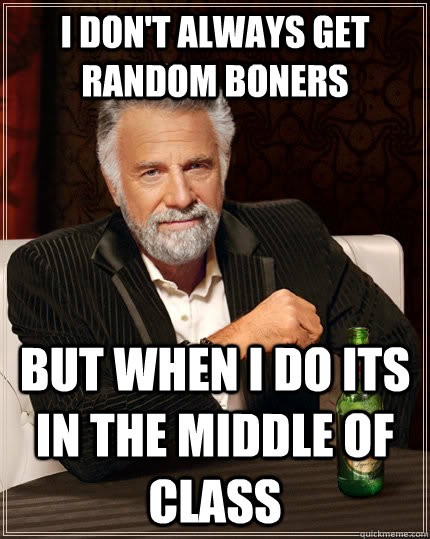 I don't always get random boners but when i do its in the middle of class   The Most Interesting Man In The World