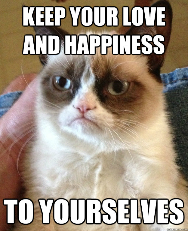 keep your love and happiness to yourselves  grumpycat