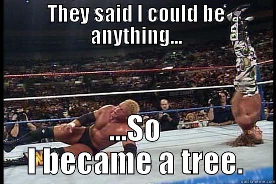 Shawn Michales meme - THEY SAID I COULD BE ANYTHING... ...SO I BECAME A TREE. Misc