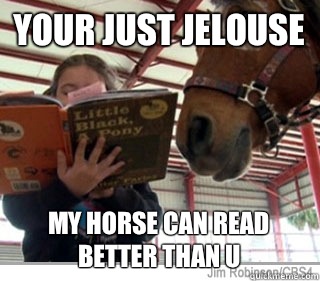 Your just jelouse My horse can read better than u  