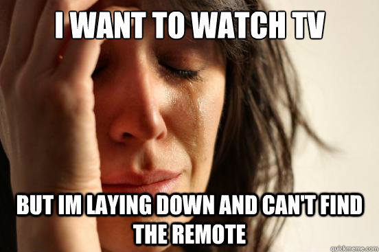 I want to watch tv
 but im laying down and can't find the remote  First World Problems