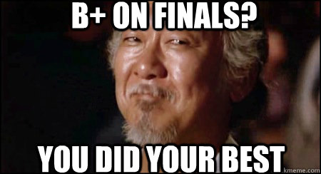B+ on finals? you did your best  Approving Asian Parent
