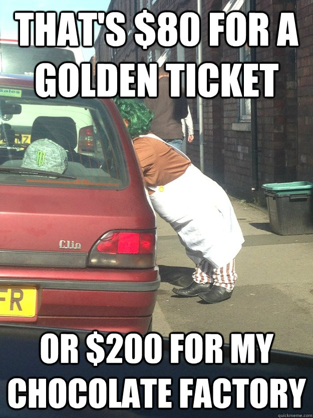 That's $80 for a golden ticket or $200 for my chocolate factory - That's $80 for a golden ticket or $200 for my chocolate factory  Misc