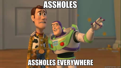 assholes assholes everywhere  Everywhere