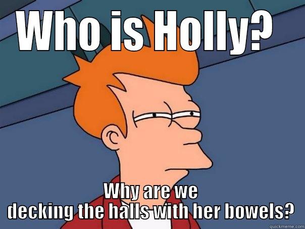 WHO IS HOLLY?  WHY ARE WE DECKING THE HALLS WITH HER BOWELS? Futurama Fry