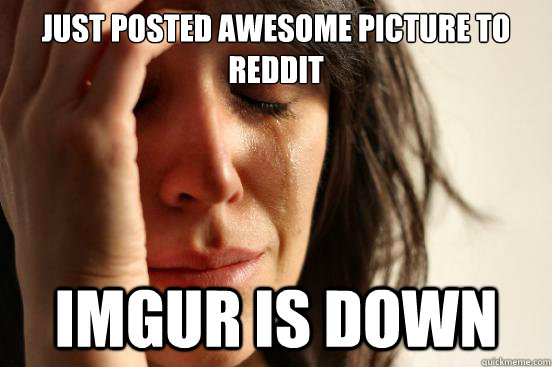 Just posted awesome picture to reddit Imgur is down  First World Problems
