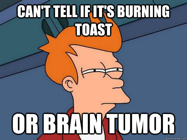 Can't Tell if it's burning toast Or Brain tumor  Futurama Fry