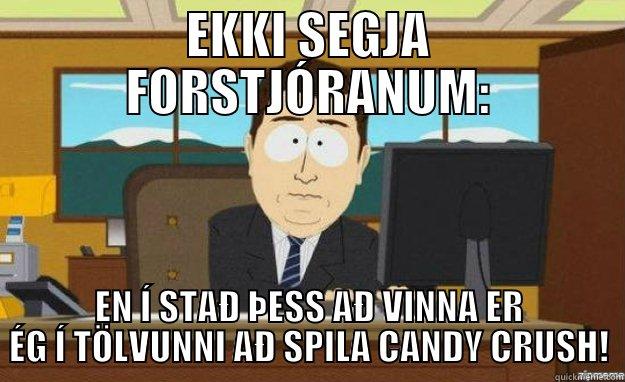 Skemmtileg vinna - EKKI SEGJA FORSTJÓRANUM: EN Í STAÐ ÞESS AÐ VINNA ER ÉG Í TÖLVUNNI AÐ SPILA CANDY CRUSH! aaaand its gone