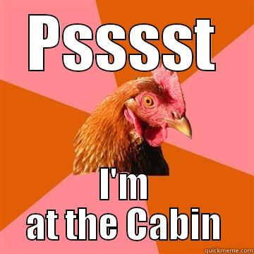 PSSSST I'M AT THE CABIN Anti-Joke Chicken