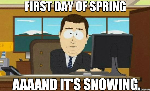 First day of spring aaaand it's snowing. - First day of spring aaaand it's snowing.  aaaand its gone
