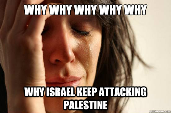 why why why why why why israel keep attacking palestine  First World Problems