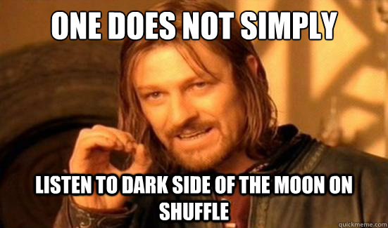 One Does Not Simply Listen to Dark Side of the moon on shuffle  Boromir