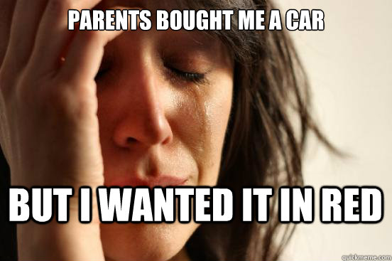 Parents bought me a car But I wanted it in Red  First World Problems