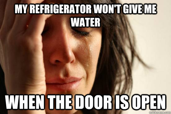 My refrigerator won't give me water when the door is open  First World Problems