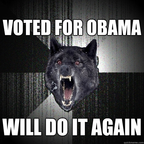 voted for obama will do it again  Insanity Wolf