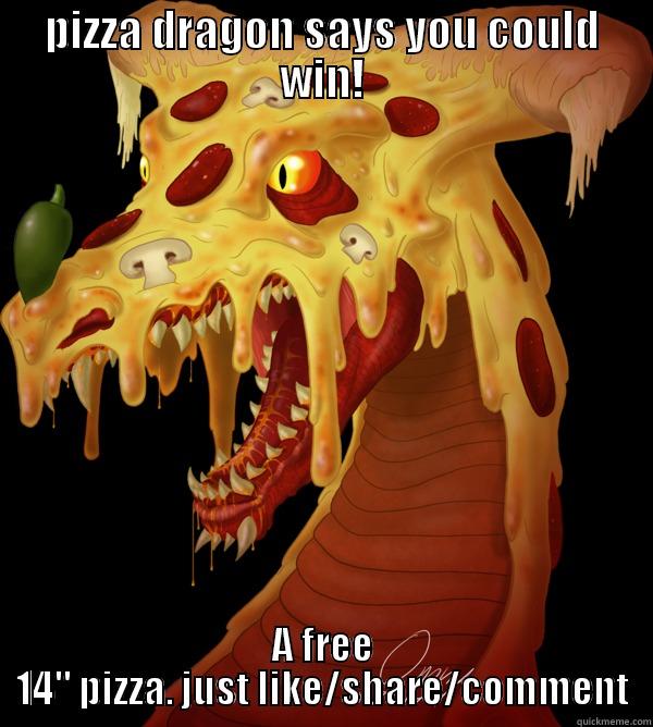 PIZZA DRAGON SAYS YOU COULD WIN! A FREE 14