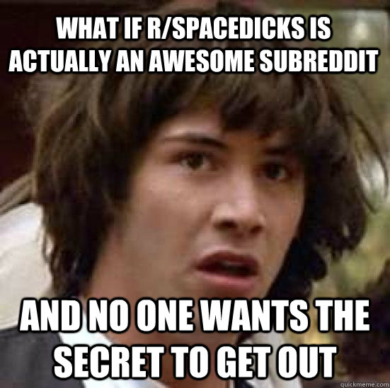 What if r/spacedicks is actually an awesome subreddit And no one wants the secret to get out  conspiracy keanu