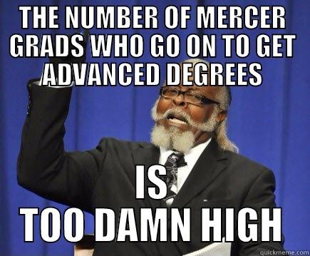 THE NUMBER OF MERCER GRADS WHO GO ON TO GET ADVANCED DEGREES IS TOO DAMN HIGH Too Damn High