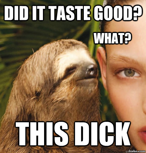 Did It taste good? This dick What?  rape sloth