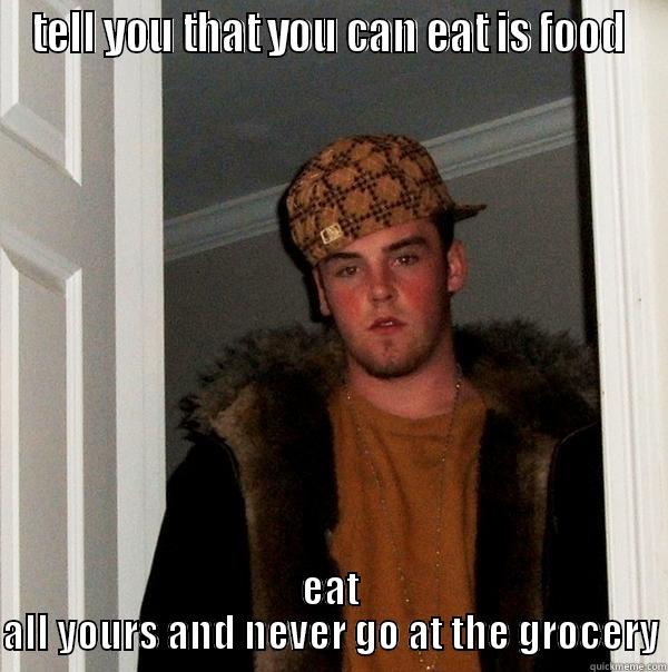 TELL YOU THAT YOU CAN EAT IS FOOD EAT ALL YOURS AND NEVER GO AT THE GROCERY Scumbag Steve