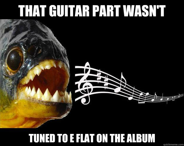 that guitar part wasn't tuned to e flat on the album  