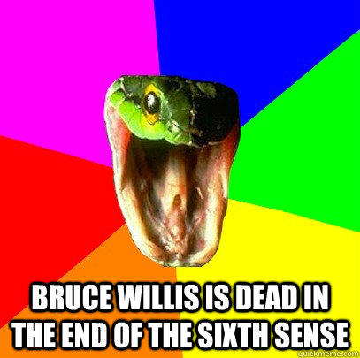 bruce willis is dead in the end of the sixth sense   Spoiler Snake