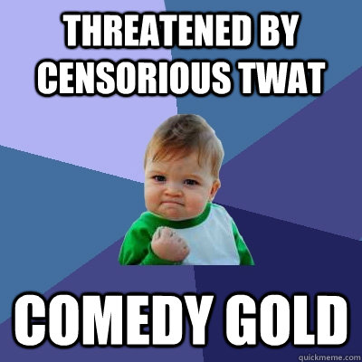 Threatened by censorious twat Comedy Gold - Threatened by censorious twat Comedy Gold  Success Kid