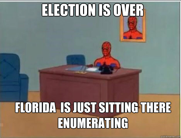 ELECTION IS OVER FLORIDA  IS JUST SITTING THERE ENUMERATING  