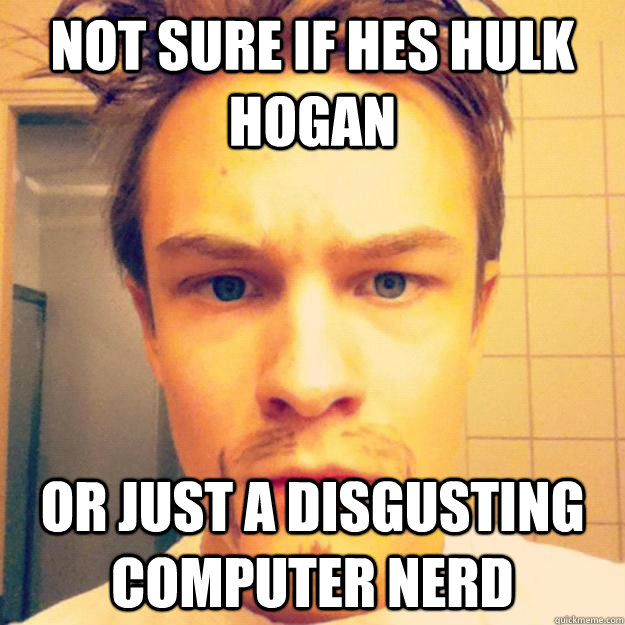 Not sure if hes hulk hogan Or just a DISGUSTING computer nerd  