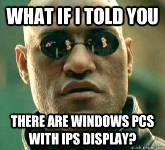 What if I told you there are Windows PCs with IPS Display?  Matrix Morpheus