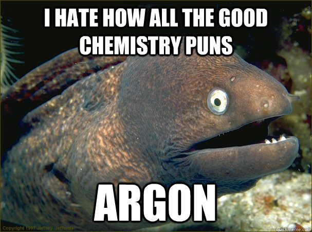 i hate how all the good chemistry puns ARGON - i hate how all the good chemistry puns ARGON  Bad Joke Eel