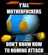 Y'all motherfuckers Don't know how to homing attack  Yall omochao