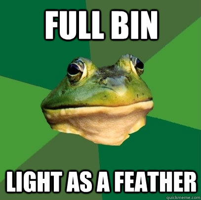 Full bin Light as a feather  Foul Bachelor Frog