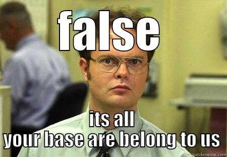FALSE ITS ALL YOUR BASE ARE BELONG TO US Dwight