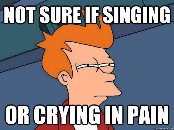 Not sure if singing Or crying in pain  Futurama Fry