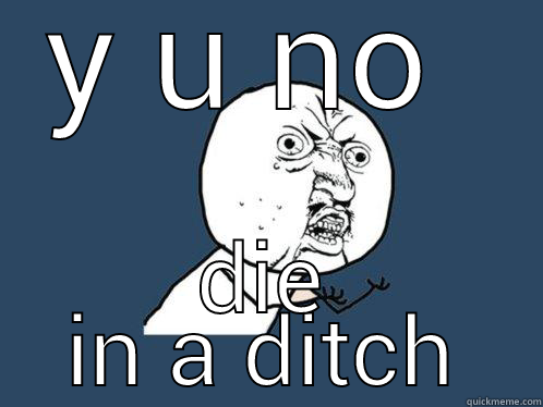 Y U NO  DIE IN A DITCH Y U No