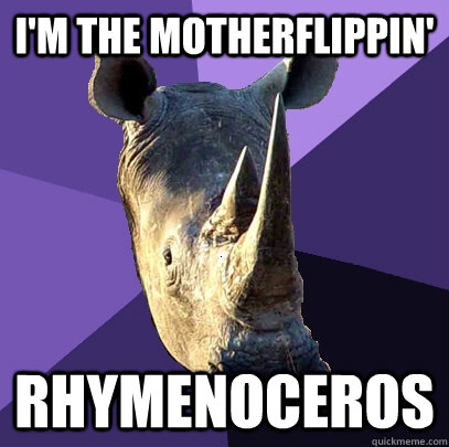 I'm the motherflippin' rhymenoceros  Sexually Oblivious Rhino