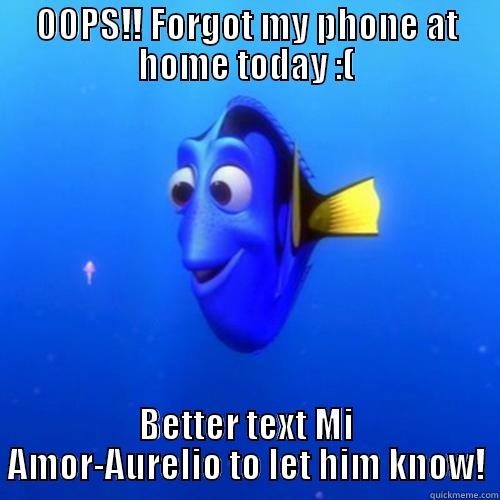 Forgot my Phone - OOPS!! FORGOT MY PHONE AT HOME TODAY :( BETTER TEXT MI AMOR-AURELIO TO LET HIM KNOW! dory
