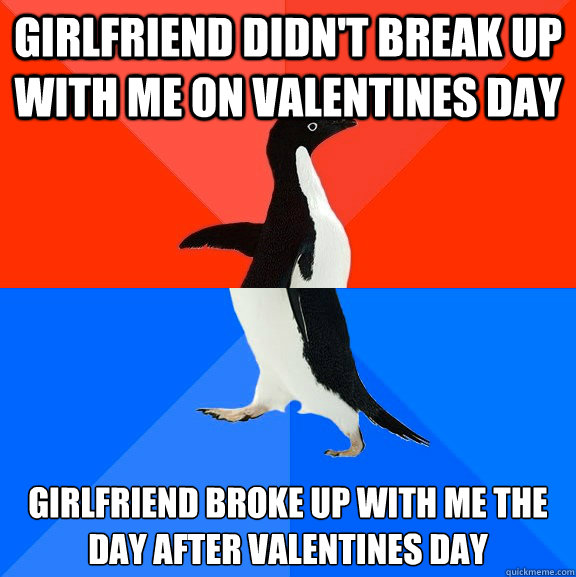 Girlfriend didn't break up with me on valentines day Girlfriend broke up with me the day after valentines day  Socially Awesome Awkward Penguin