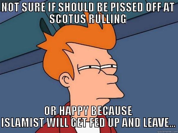 NOT SURE IF SHOULD BE PISSED OFF AT SCOTUS RULLING OR HAPPY BECAUSE ISLAMIST WILL GET FED UP AND LEAVE... Futurama Fry