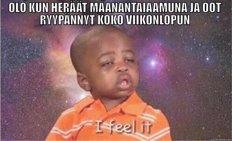 OLO KUN HERÄÄT MAANANTAIAAMUNA JA OOT RYYPÄNNYT KOKO VIIKONLOPUN  Misc