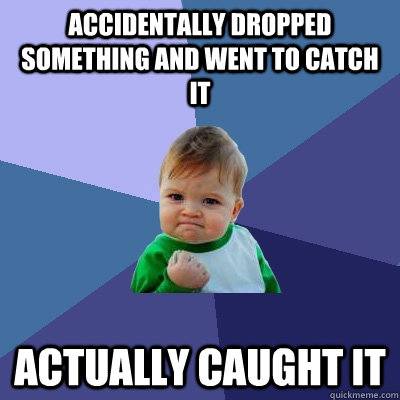 Accidentally dropped something and went to catch it Actually caught it  Success Kid