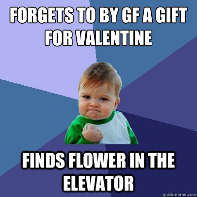 Forgets to by GF a gift for valentine Finds flower in the elevator  Success Kid