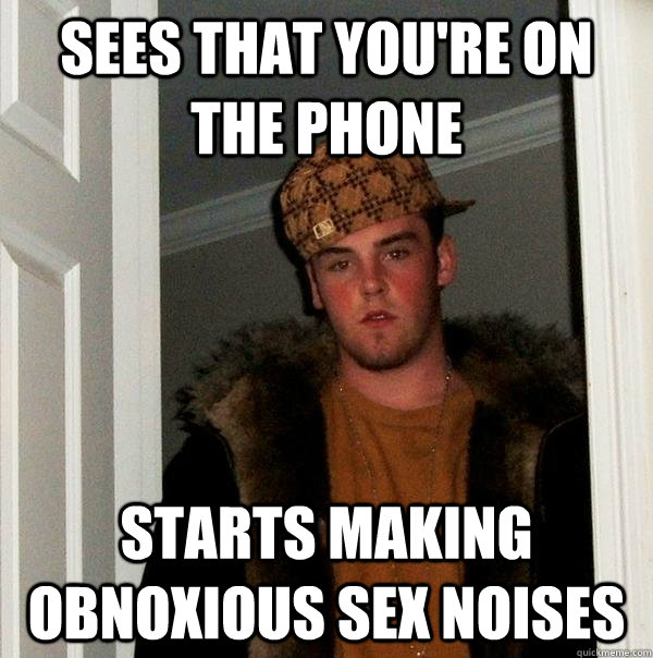 Sees that you're on the phone Starts making obnoxious sex noises  Scumbag Steve