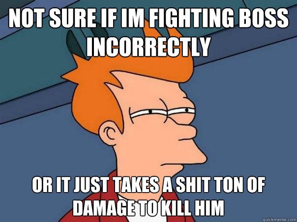Not sure if im fighting boss incorrectly or it just takes a shit ton of damage to kill him  Futurama Fry