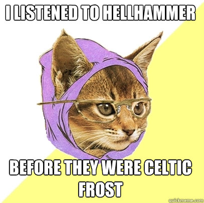 i listened to hellhammer before they were celtic frost  Hipster Kitty