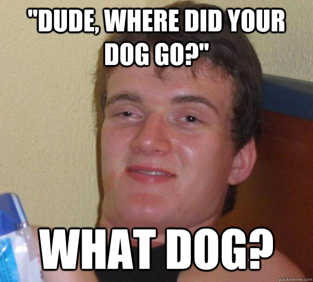 ''dude, where did your dog go?'' what dog?  10 Guy